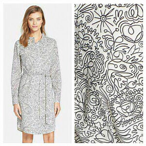 Tory Burch Doodle Print‎ Shirt Dress Women Size 10